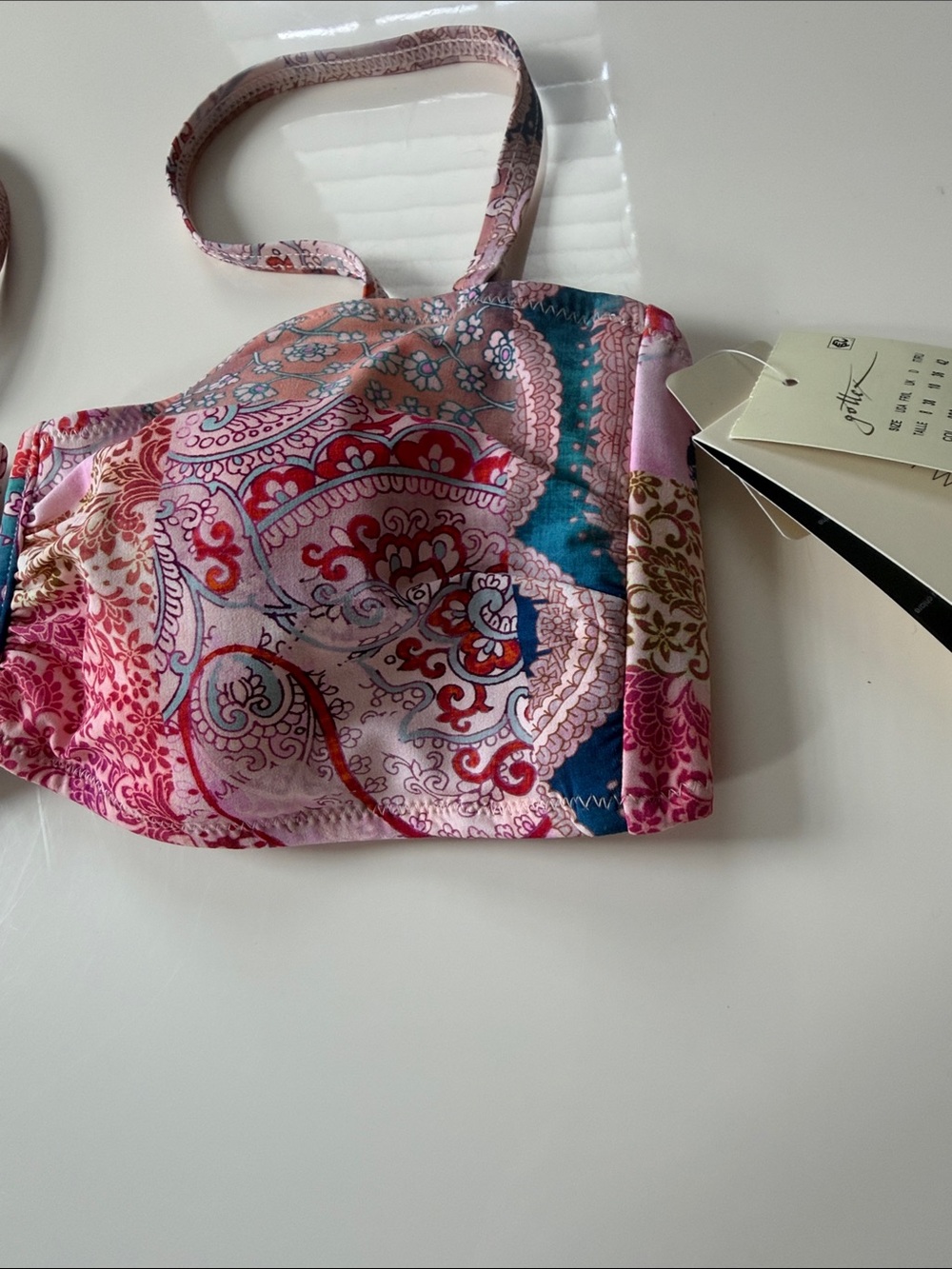 Profile By Gottex Pink Multi Paisley Bandeau Bikini Top - Picture 4 of 9